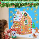 Shappy 56 Pcs Christmas DIY Felt Gingerbread House for Toddlers Kids 3.8 ft Wall Felt Ornament Kits Felt Craft Include Snowman Advent Calendar and 35 Detachable Kits Xmas Gifts Hanging Party Supplies