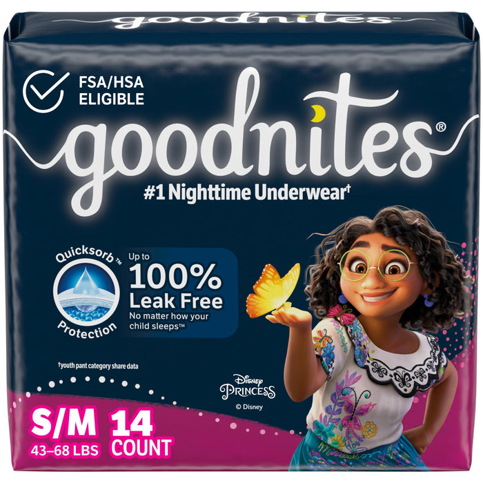 Goodnites Girls' Nighttime Bedwetting Underwear, Size S/M (43-68 lbs), 14 Ct