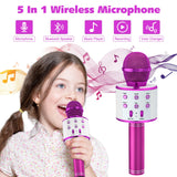 Ankuka Kids Karaoke Microphone 2 Pack, Wireless Bluetooth Karaoke Microphone for Singing Portable Handheld Mic Speaker Machine, Christmas Birthday Gifts for Girls Boys Ages 4-12(Blue & Purple)