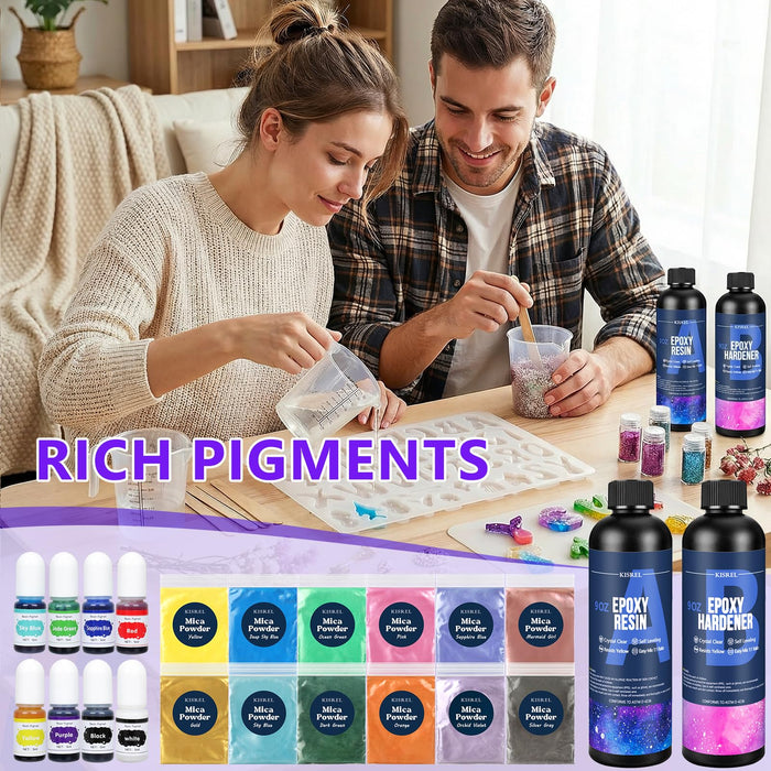 KISREL Epoxy Resin kit -18oz Clear Epoxy Resin with Silicone Alphabet Resin molds and Jewelry Making Kits, 2 Part Epoxy and Hardener for Casting Coating, Keychains, DIY Craft Decorations