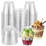 100 Sets, 9 oz Clear Plastic Cups with Dome Lids (No Hole) - Disposable Cups for Ice Cream,Cake,Fruit,Parfait, Dessert, Pudding and Jello Shot ﻿