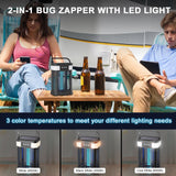 Solar Bug Zapper, 4200V Mosquito Zapper, Cordless & Rechargeable Bug Zapper Outdoor with LED Light, Portable Waterproof Electric Fly Zapper with Hook, for Patio Camping Backyard Garden