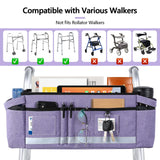 HOOMTREE Walker Basket Walker Bag with Cup Holder,Baskets Bag for Walkers for Seniors with Pockets,Walker Pouch Walker Accessories for Folding Walker,Rollator Walkers (Purple)