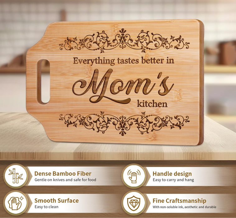 AceThrills Birthday Gifts for Mom, New Mom Gifts - Engraved Bamboo Cutting Board 12.3"L x 8.7"W x 0.4"Th - Mom Christmas Birthday Gifts from Daughter Son