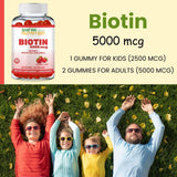 SHIFAA NUTRITION Vegan Biotin Gummies for Adult & Kids | 90 Gummies | 5000 mcg 45 Servings | NON-GMO | Gluten, Gelatin, Peanuts, Egg & Dairy Free | Biotin Gummy Vitamins for Hair, Skin & Nails Halal