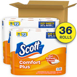 Scott ComfortPlus Toilet Paper, 36 Mega Rolls (2 Packs of 18), 425 Sheets per Roll, Septic-Safe, 1-Ply Toilet Tissue