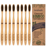 ISSHAH Biodegradable Eco-Friendly Natural Compostable Bamboo Toothbrushes, FSC Certified and PETA approved - Pack of 8