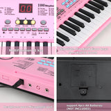 Keyboard Piano 61 Key Electric Digital Piano Music keyboard w/Microphone Portable Piano For Kids Beginner Birthday Christmas Gifts Pink