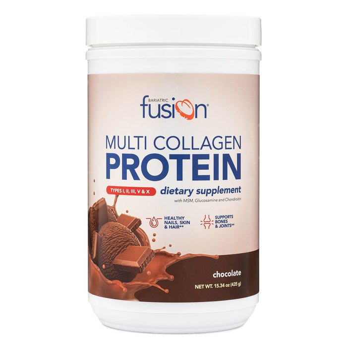 Bariatric Fusion Chocolate Multi Collagen Protein Powder | Hydrolyzed Collagen Peptides Powder Plus Joint Support Complex of MSM and Glucosamine | Type 2 | Dairy, Gluten & Soy Free | 30 Servings