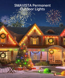 SMAVISTA Smart Permanent Outdoor Lights, 100ft with 72 LED RGB String Lights, IP67 Waterproof Eaves Light with 44 Scene Modes for Easter Christmas Birthday Holiday Party Gift, APP/Voice/Remote Control