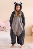 DELEY Unisex One Piece Animal Adult Raccoon Onesie, Animal Pajamas Halloween Cosplay Costume for Women and Mens Parent-Child Sleepwear