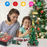 Advent Calendar 2024 Christmas Tree Building Toy Set with LED Light, Christmas Countdown Calendar Building Block 1100+PCS Set 24 Days Surprise Boxes Creative Gifts for Adults Teens Girls Ages 6+