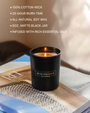 Benevolence LA Bergamot & Jasmine Scented Candles | Jar Candle Black, 6 Oz Spring Scented Candles, Manly Candles for Men | Scented Candle for Men, Jasmine Candle, Aromatherapy Candles for Women