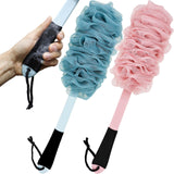 Jxicleang Back Scrubber for Shower, Back Loofah with Non-Slip Handle, Shower Loofah with Handle, Soft Nylon Mesh Sponge On a Stick for Men Women Elderly Kids (Blue+Pink)