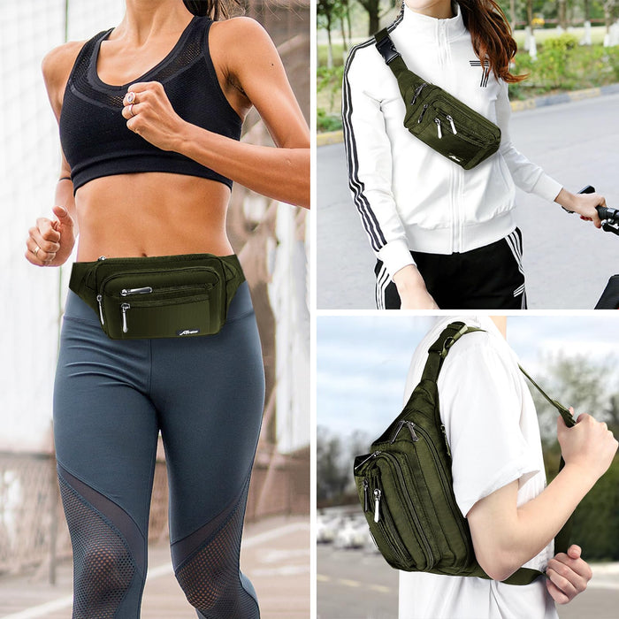 Waist Pack Bag Fanny Pack for Men&Women Hip Bum Bag with Adjustable Strap for Outdoors Workout Traveling Casual Running Hiking Cycling (Army Green)