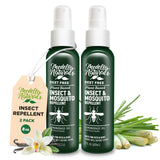 Deet-Free Insect & Mosquito Repellent Pack of 2 (8 oz) – Nice Smelling Insect Repellent with Lemongrass Oil Safe for Pets and Kids – Bug Spray for Mosquitoes, Gnats, Black Flies, and No-See-ums