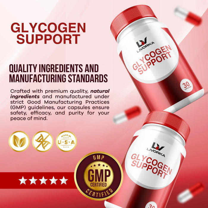 2 Pack - Glycogen Support, Glycogen Control Advanced Formula, Glycogen Capsules, Glycogen Fix with Powerful Ingredients, 30 Capsules Per Bottle for 60 Days