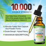 Power By Naturals Vitamin D3 Liquid Drops 10000 IU - High-Potency Vitamin D3 for Adult Bone Strength & Immune Support - Gluten-Free, Non-GMO, Sugar-Free Vitamin - Orange Flavor, 1 fl Oz (30 Servings)