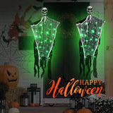 Halloween Decorations Outdoor Scary Hanging Ghosts Come with 60 LED Lights, Halloween Ghost Decor Outdoor, Indoor, Halloween Party, Balcony, Porch, Wall - Green Light