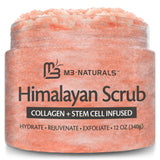 Himalayan Salt Scrub Face Foot & Body Exfoliator Infused with Collagen and Stem Cell Natural Exfoliating Salt Body Scrub for Toning Cellulite Skin Care by M3 Naturals