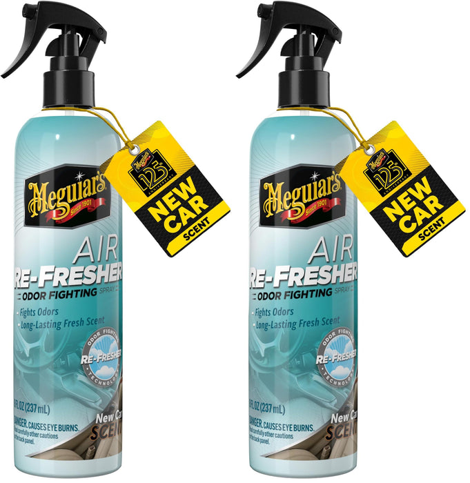 Meguiar's Air Re-Fresher Odor Fighting Spray,New Car Scent,Convenient Air Freshener that Instantly Fights Odors and Leaves Behind a Long-Lasting New Car Scent,8 Oz Trigger Spray,(Pack of 2)