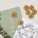 UNIQOOO Wax Seal Stickers - Eucalyptus Wedding Invitation Envelope Seal Stickers, 100 Pcs Self- Adhesive Antique Gold Stickers, Perfect for Invitation, Christmas, Gift Wrapping, Party