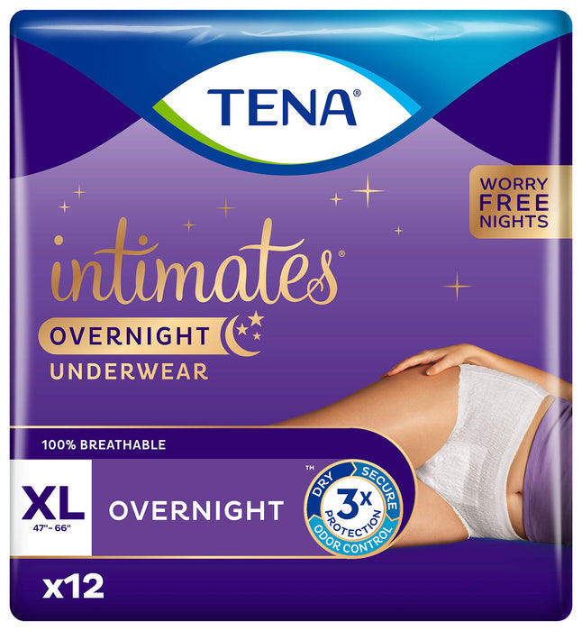 Tena Incontinence Underwear for Women, for Overnight, XLarge, 12 Count (Pack of 2)