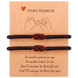 Tibetan Handmade Lucky Bracelet - Friend Love Family Couple Bracelet- Lucky Woven Red String Thread For Protection-Valentine Christmas Gift Idea (Black+Black(2pcs))