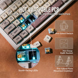 EPOMAKER RT100 Mechanical Keyboard, Retro Gaming Keyboard with Display Screen, BT5.0/2.4G/USB-C 97 Keys Gasket Custom Keyboard, Hot Swappable, NKRO, with Knob for Win/Mac (Sea Salt Silent Switch)