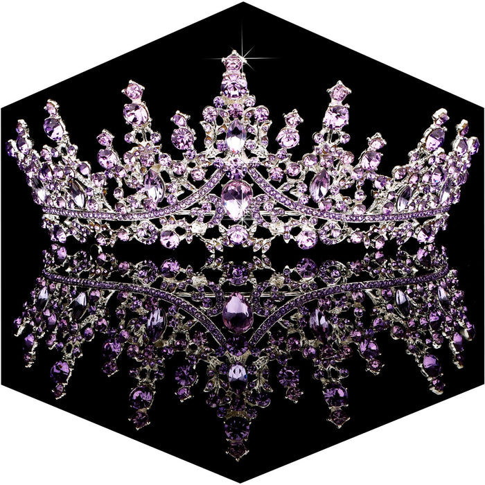 TOBATOBA Tiaras for Women, Purple Crystal Tiara Crowns for Women, Wedding Tiara for Bride Queen Crown, Royal Princess Quinceanera Headpieces for Birthday Prom Pageant Halloween Cosplay Accessories