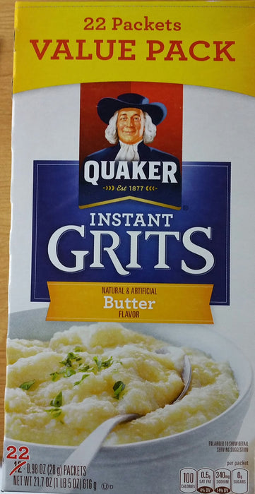 QUAKER Instant Grits Butter Flavor, 22 Count