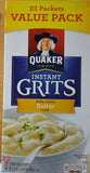 QUAKER Instant Grits Butter Flavor, 22 Count