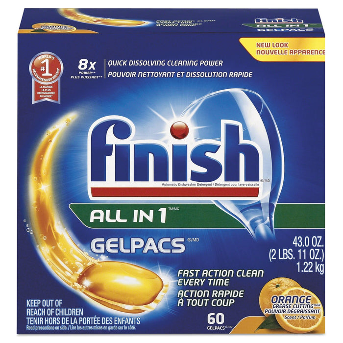 Finish All In 1 Gelpacs Dishwasher Detergent, Orange 54 ea