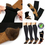 Graduated Copper Compression Socks 6 Pairs Knee High Socks for Men Women Pain Ache Relief Stockings 15-20 mmHg (XXL, Black)