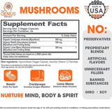 GENIUS Mushroom Lions Mane Cordyceps and Reishi Immune System Booster and Nootropic Brain Supplement - 90 Pills