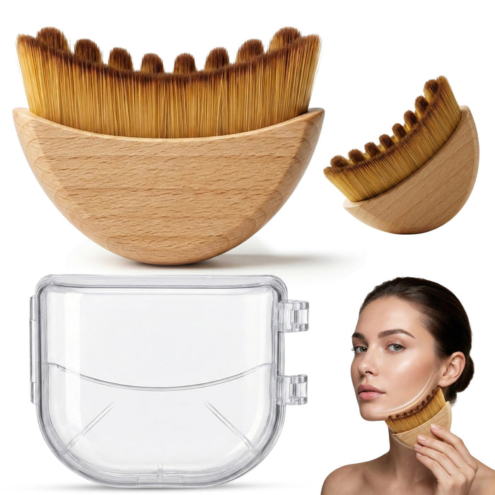 Premium Lymphatic Contour Face Brush for Sculpting - Lymphatic Drainage Massager - Wooden Tool for Face - Anti-Puffiness - Detox & Lift - Ergonomically Designed to Fit The Skin Precisely
