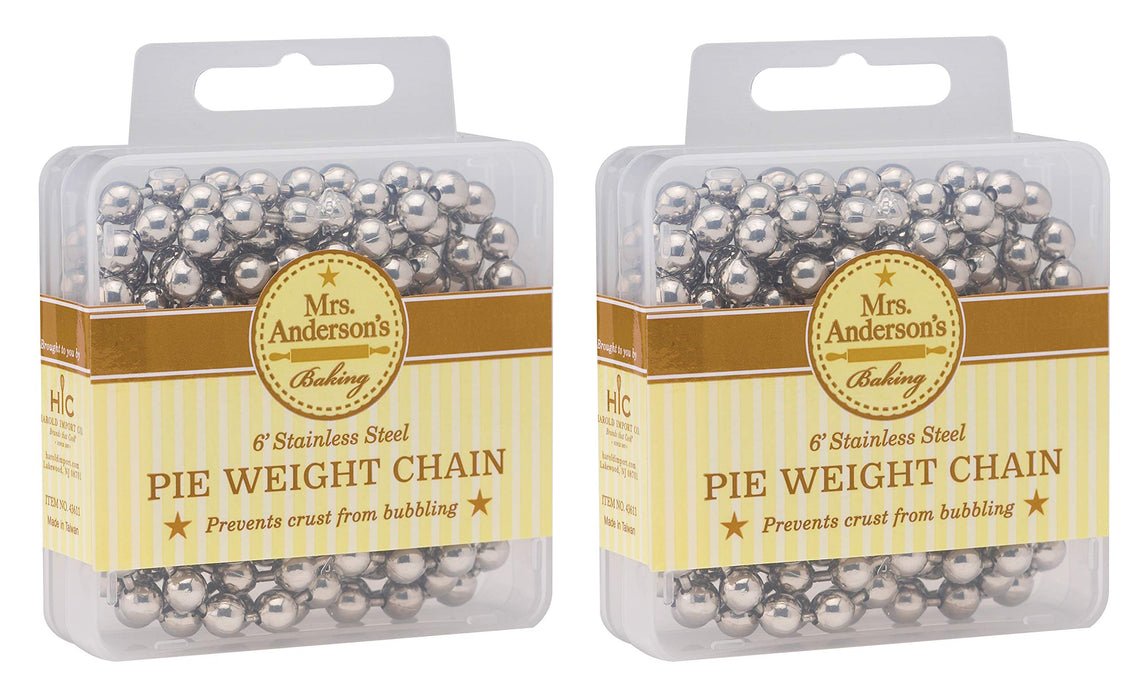 Mrs. Anderson's Baking Pie Weights | Stainless Steel Stoneware Beads for Blind Baking | Heat-Safe, Food-Safe, Easy to Use | Prevents Shrinking, Puffing, Bubbling | Connected Chain Weights
