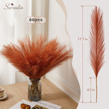 Serwalin 𝟲𝟬𝗽𝗰𝘀 Pampas Grass Decor 𝟭𝟳.𝟳𝗜𝗻𝗰𝗵, Orange Pampas Grass Home Decor, Pampas Grass Bulk Vase Filler, Boho Faux Pampas Decor, Thanksgiving Table Centerpieces, Christmas Decorations