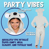 Funziez! Slim Fit Adult Onesie - Animal Halloween Costume - Plush Fruit One Piece Cosplay Suit for Women and Men Koala