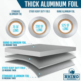 Rhino Aluminum Foil Heavy Duty - 18 x 525 sf, 25 Microns Thick (Pack of 2) Foil Aluminum Roll - Commercial Grade & Extra Thick, Strong Enough for Food Service Industry