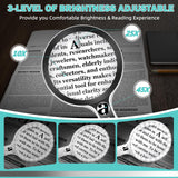 Large Magnifying Glass with Lights,10X 25X 45X Handheld Lighted Magnifier, 5.5in Page Magnifier 36 LED Lights, Magnifying Glass for Reading Small Prints & Low Vision Seniors with Aging Eyes