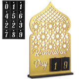 DoubleFill Ramadan Calendar Set Ramadan Advent Calendar 30 Days Wooden Eid Mubarak DIY Countdown Calendar Ramadan Decoration Gift Ramadan Table Decor for Ramadan Party Islam Muslim Accessories (Gold)