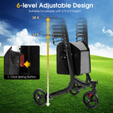 GYMAX 3 Wheel Rollator Walker, Folding Aluminum Rolling Walker w/Zippered Storage Bag, Safe Dual Brake System, Lightweight Medical Standard Rollator for Elderly Seniors (Black)