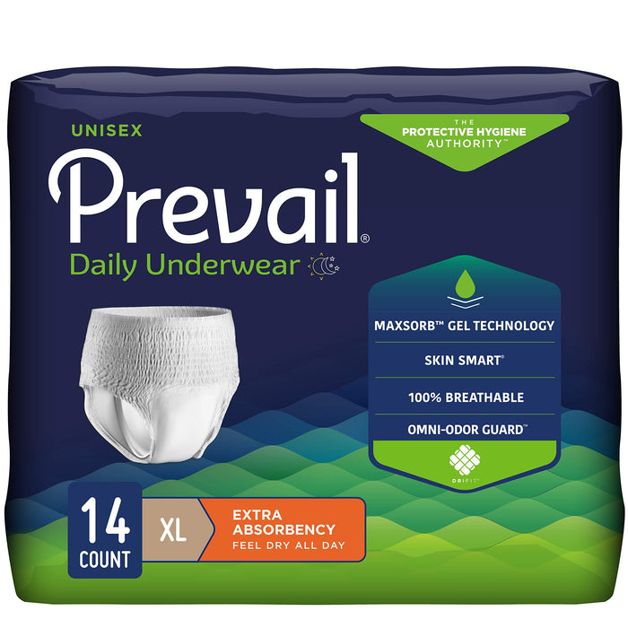 Prevail Adult Incontinence Underwear for Men& Women, Maximum Absorbency, X-Large, 14 Count