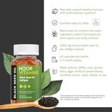 Noor Vitamins Halal Black Seed Oil Capsules, Halal Vitamins, 1000 mg Black Seed Oil from Nigella Sativa, Thymoquinone, Non-GMO, Gluten Free, 60 Count