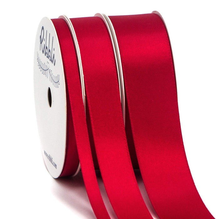 Ribbli 3 Rolls Double Faced Satin Red Craft Ribbon,Total 30 Yards,(1/4 Inch x 10-Yard,5/8 Inch x 10-Yard,1 Inch x 10-Yard),Use for Bows Bouquet,Wreath,Gift Wrapping,Christmas Decoration