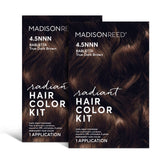 Madison Reed Radiant Hair Color Kit, Dark Brown for 100% Coverage of Resistant Gray Hair, Ammonia-Free, 4.5NNN Barletta Brown, Permanent Hair Dye, Pack of 2