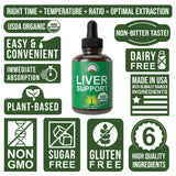 USDA Organic Liver Cleanse Detox & Repair. 6-in-1 Liquid Drops with Organic Milk Thistle, Artichoke Extract, and More. Zero Sugar, Liver Health Support Tincture Supplement Alternative To Capsules