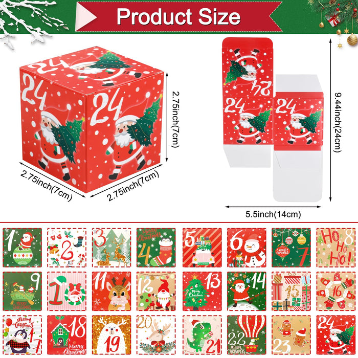 ONESING 24 Pcs DIY Christmas Advent Calendar Boxes for 2024, 24 Days Countdown Calendar Gift for Adults and Kids Christmas Cardboard Number Boxes Make & Fill Your Own Advent Calendar Boxes