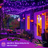 JMEXSUSS 2 Pack Purple Solar Halloween Lights, 33ft 100 LED Purple Solar Lights Outdoor, Waterproof 8 Modes Purple Halloween Lights for Outside Tree Garden Patio Christmas Halloween Decorations